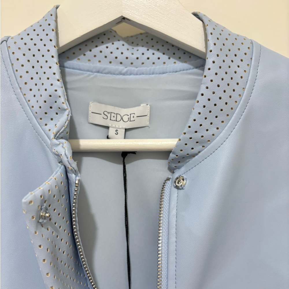 New SEDGE Terry Jacket in Cornflower Vegan Leather NWT S - Picture 6 of 10